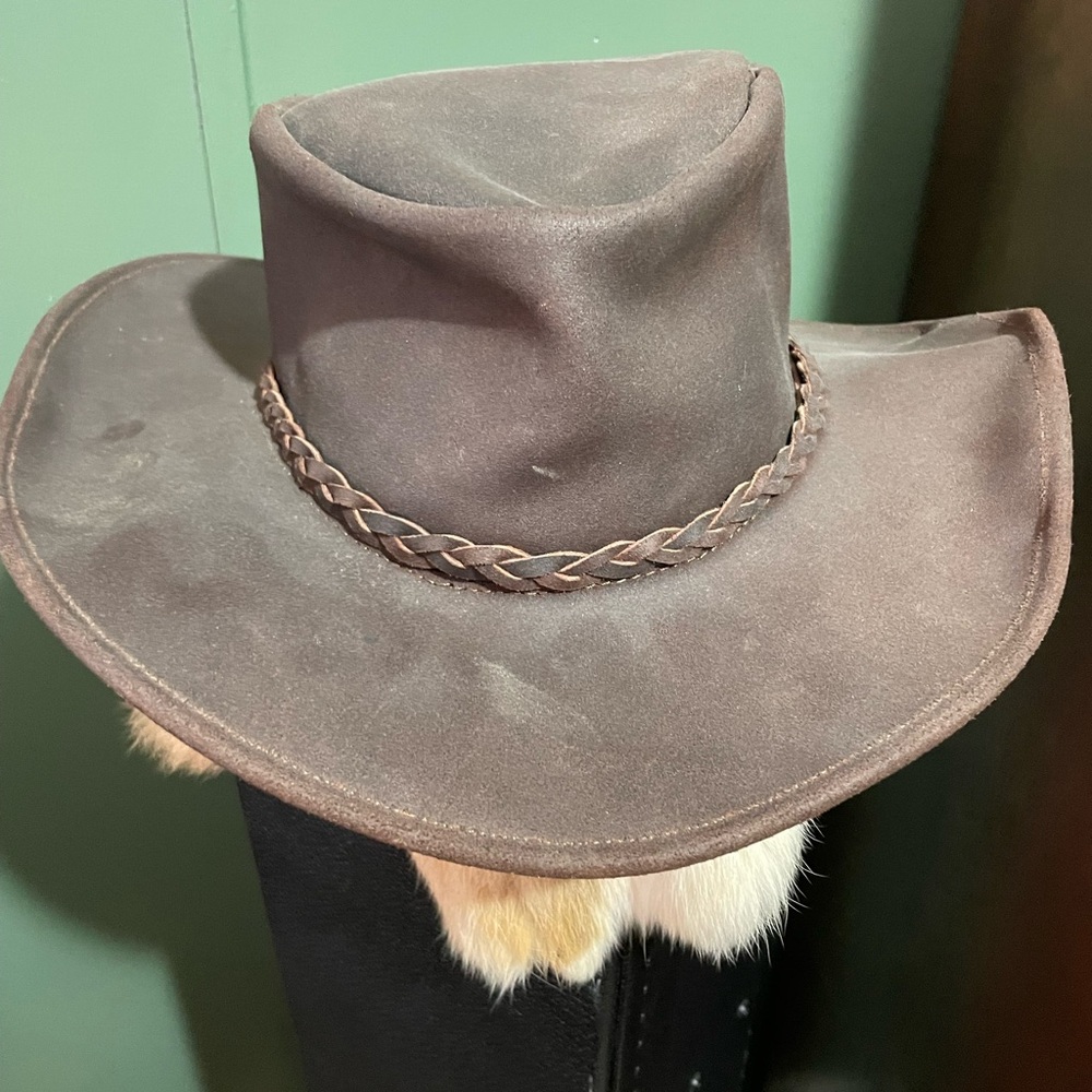 Brown Genuine Leather Hat